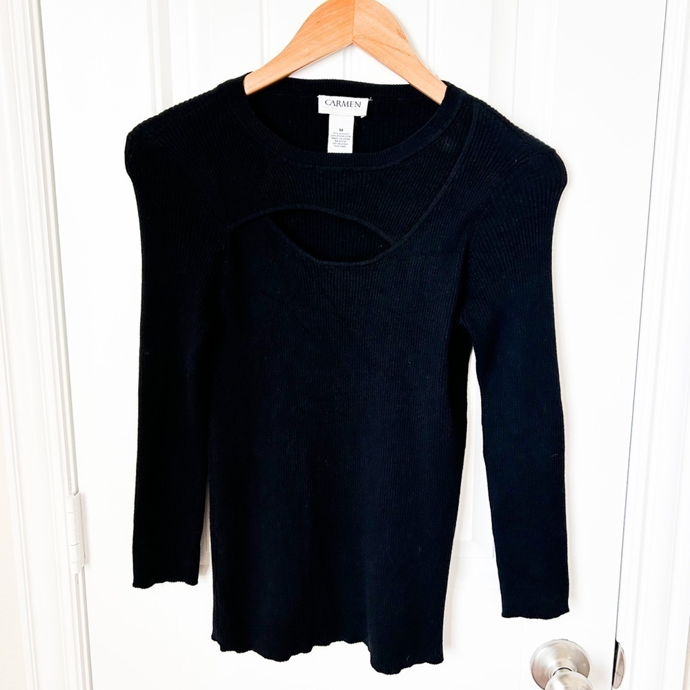 Carmen Carmen Marc Valvo Black Cut Out Sweater Size Medium